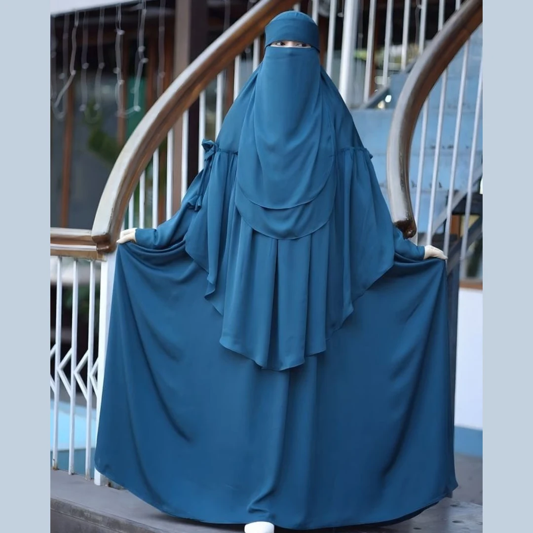 🌸 Cherry Burkha + Kuchi Hijab + Double Part Nose Niqab Muttaki106