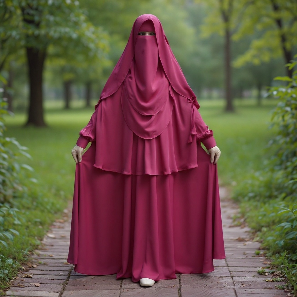 🌸 Cherry Burkha + Kuchi Hijab + Double Part Nose Niqab Muttaki108