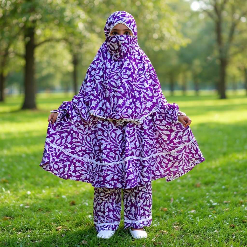 Kids Cotton Khimar Set KCK105