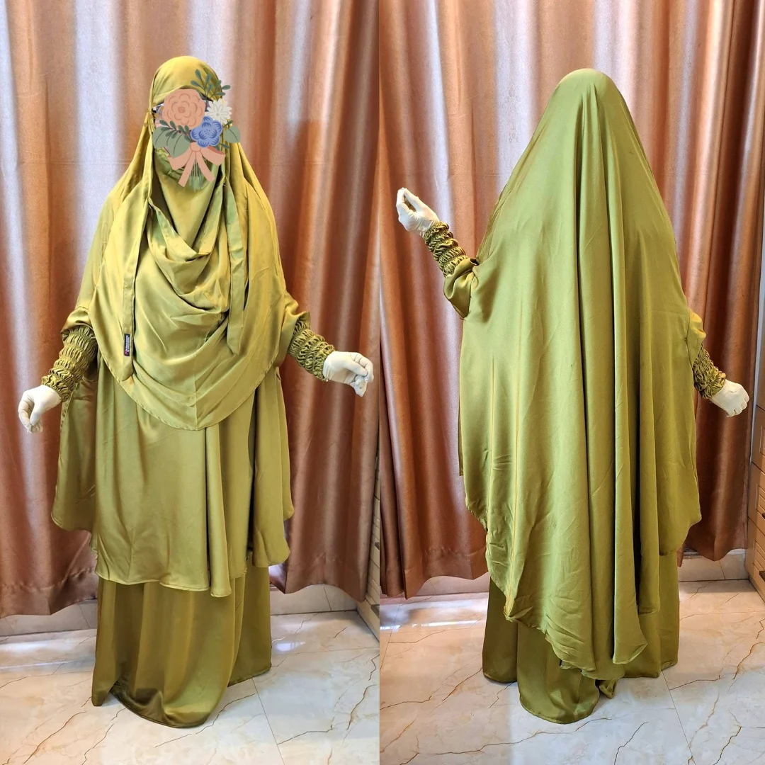Dubble Part Cherry Georgette Fabric  khimar scarf Set CG108