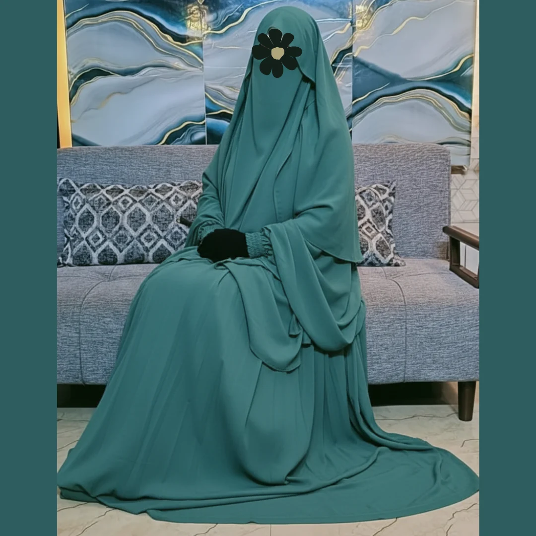 🌸 Cherry Fabrics Hoodie Hijab, Nose Niqab & Burkha Set Muttaki105